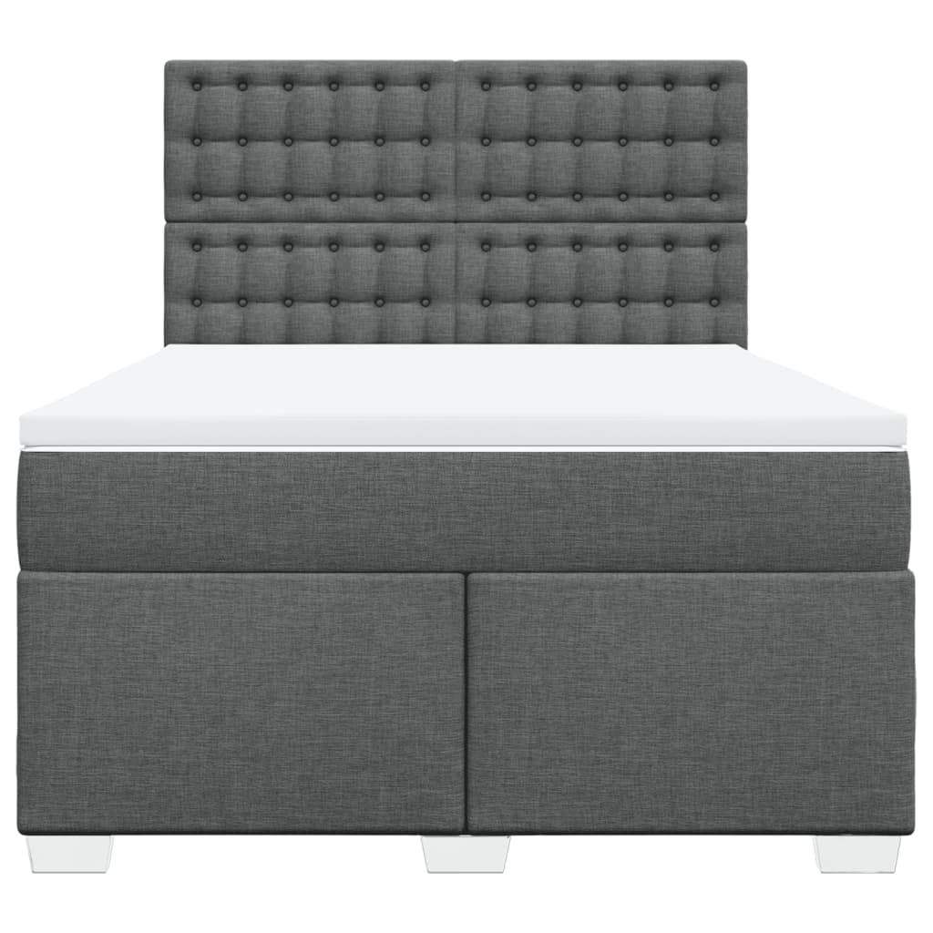 Giroletto a Molle con Materasso Grigio Scuro 160x200 cm Tessuto