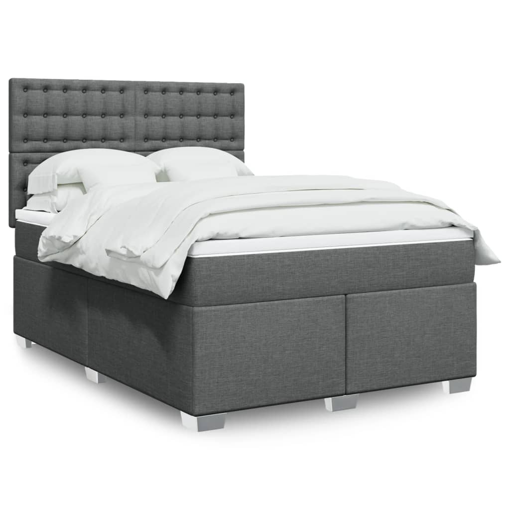 Giroletto a Molle con Materasso Grigio Scuro 160x200 cm Tessuto