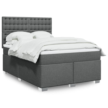 Giroletto a Molle con Materasso Grigio Scuro 160x200 cm Tessuto