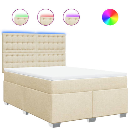 Giroletto a Molle con Materasso Crema 160x200 cm in Tessuto | homemem39