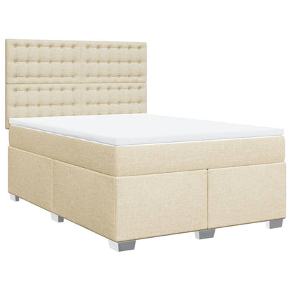 Giroletto a Molle con Materasso Crema 160x200 cm in Tessuto | homemem39