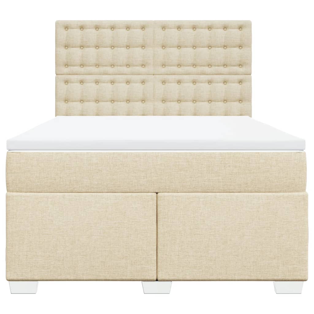 Giroletto a Molle con Materasso Crema 160x200 cm in Tessuto | homemem39