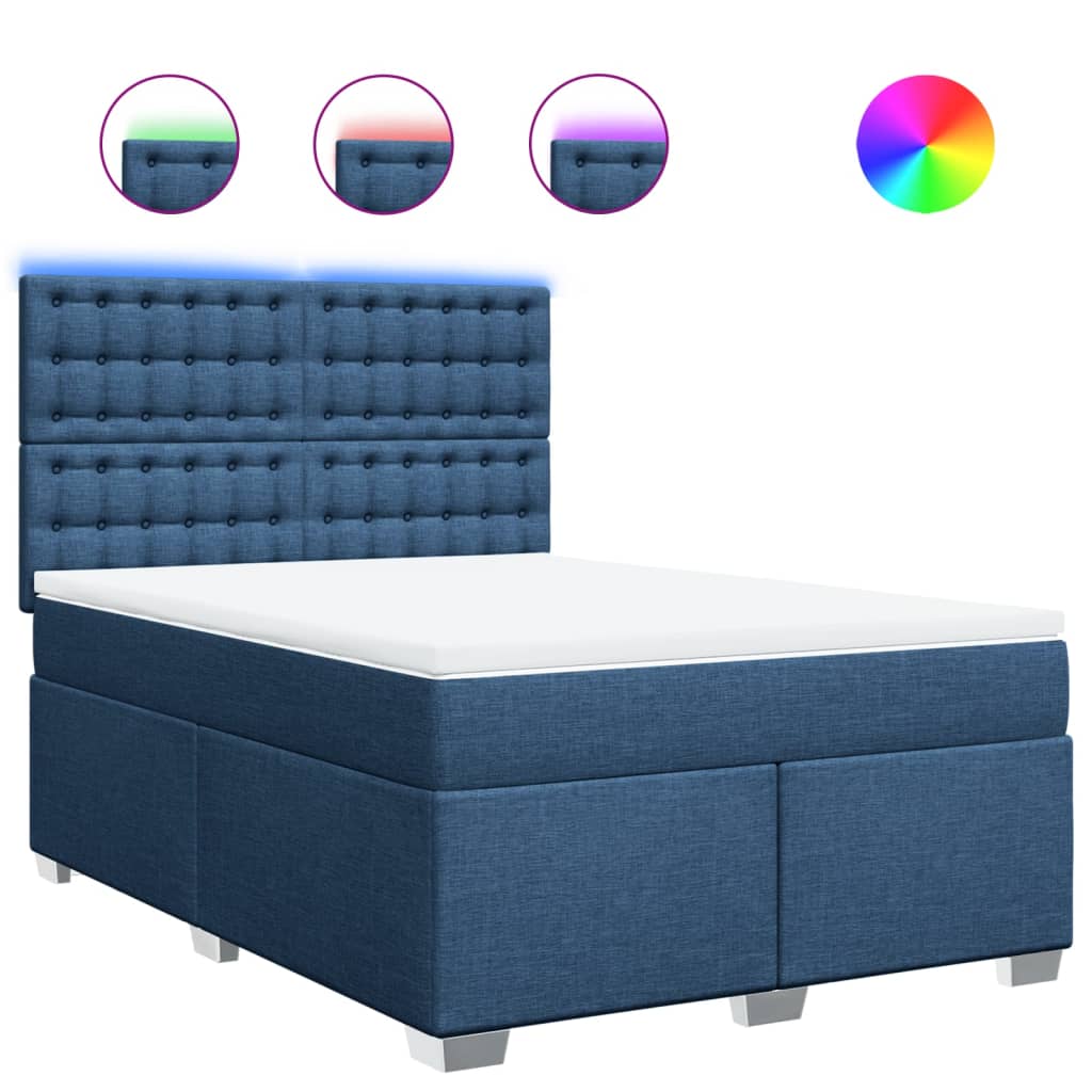 Giroletto a Molle con Materasso Blu 160x200 cm in Tessuto | homemem39