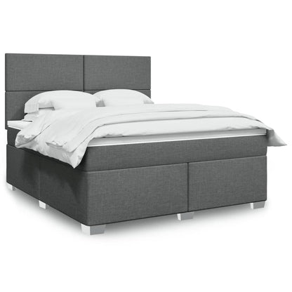 Giroletto a Molle con Materasso Grigio Scuro 180x200 cm Tessuto