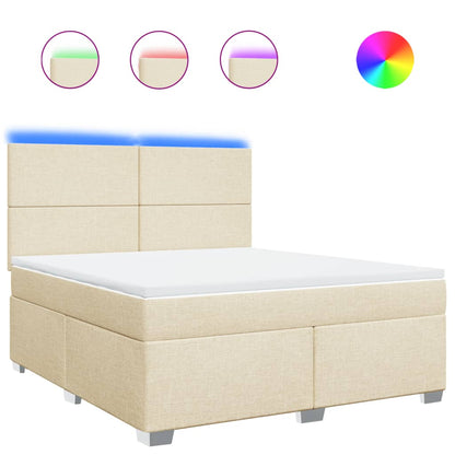 Giroletto a Molle con Materasso Crema 180x200 cm in Tessuto