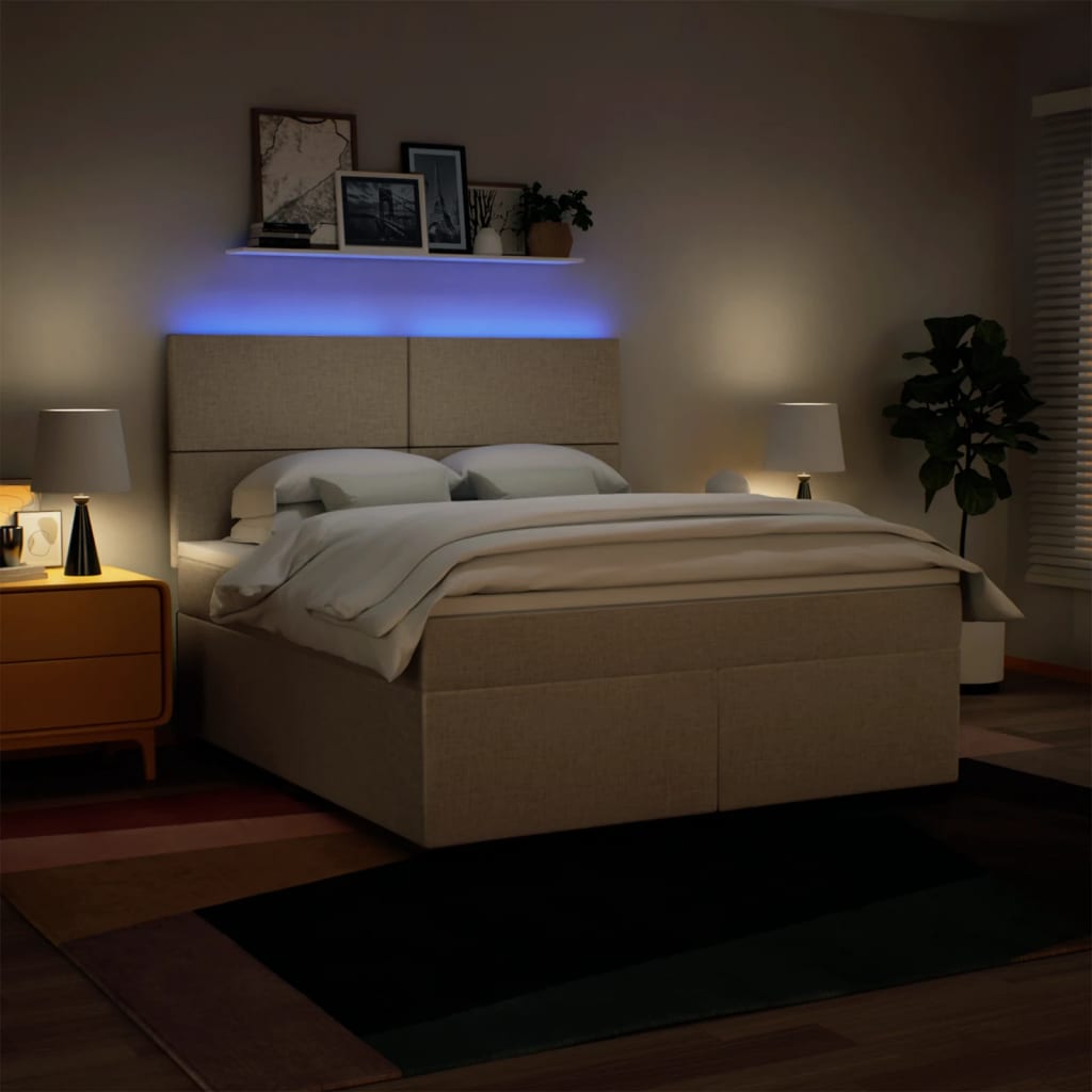 Giroletto a Molle con Materasso Crema 180x200 cm in Tessuto - homemem39