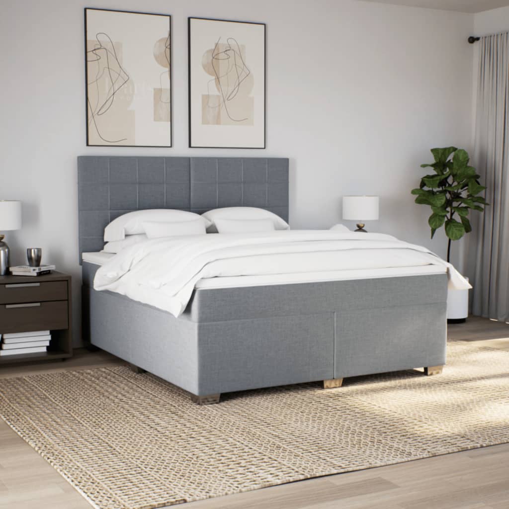 Giroletto a Molle con Materasso Grigio Chiaro180x200 cm Tessuto