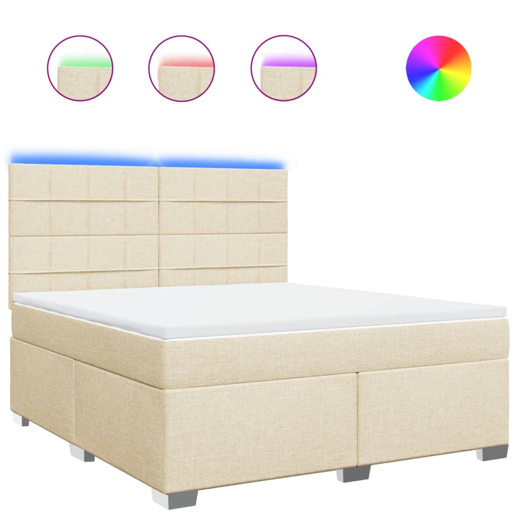 Giroletto a Molle con Materasso Crema 180x200 cm in Tessuto