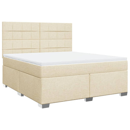 Giroletto a Molle con Materasso Crema 180x200 cm in Tessuto
