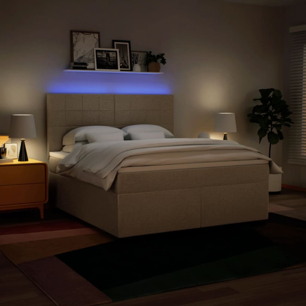 Giroletto a Molle con Materasso Crema 180x200 cm in Tessuto | homemem39