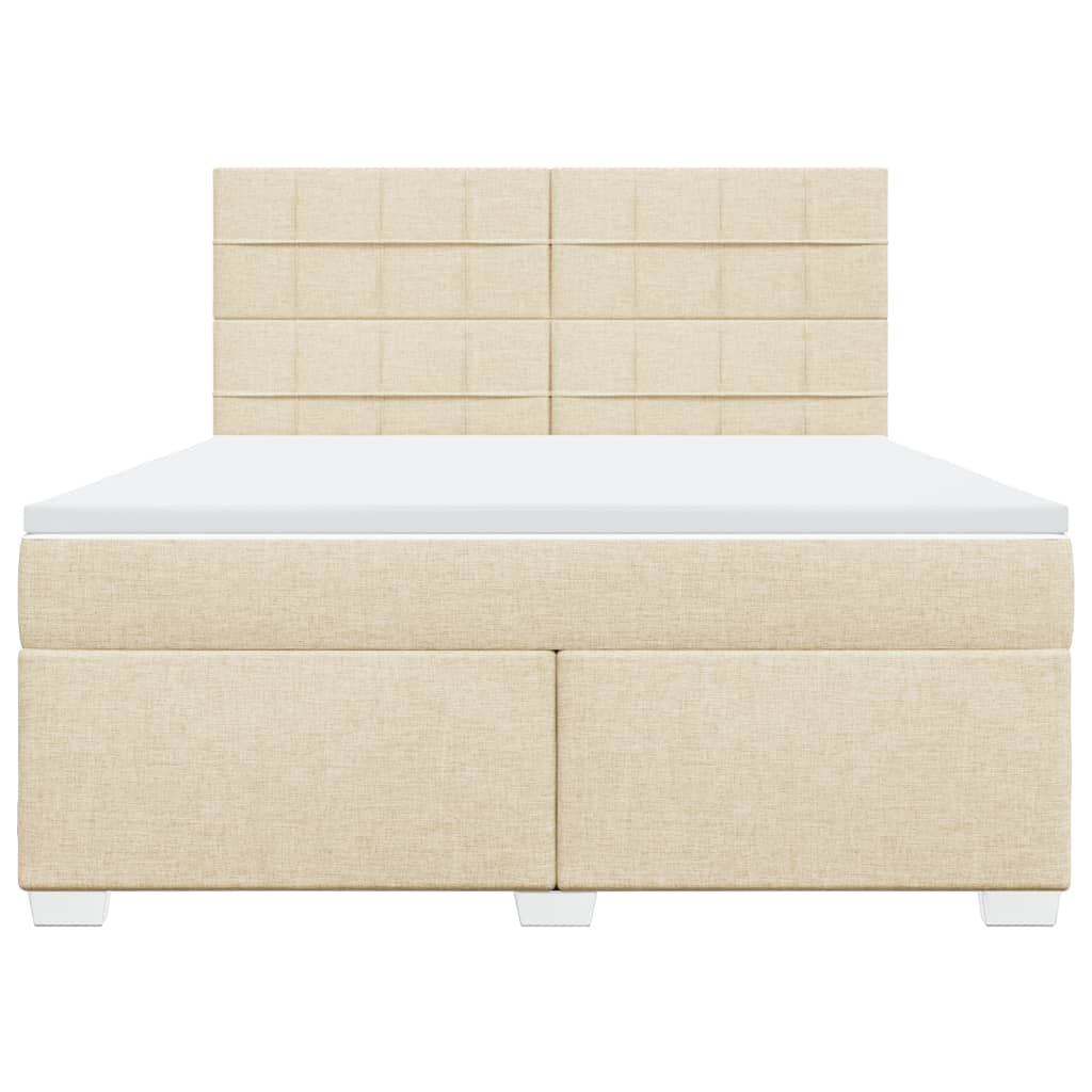 Giroletto a Molle con Materasso Crema 180x200 cm in Tessuto