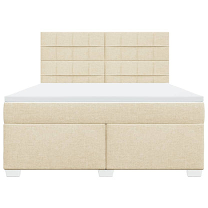 Giroletto a Molle con Materasso Crema 180x200 cm in Tessuto