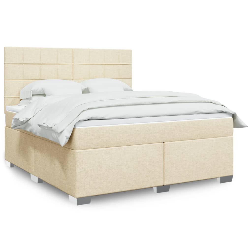 Giroletto a Molle con Materasso Crema 180x200 cm in Tessuto | homemem39