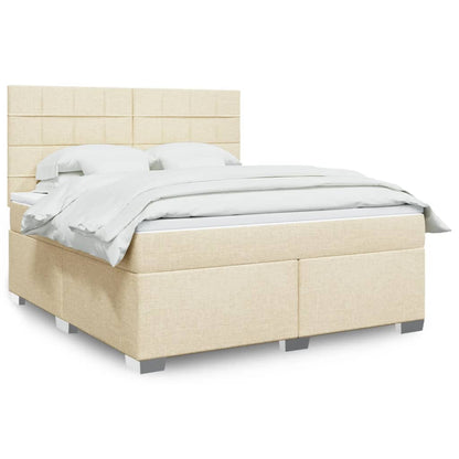 Giroletto a Molle con Materasso Crema 180x200 cm in Tessuto | homemem39