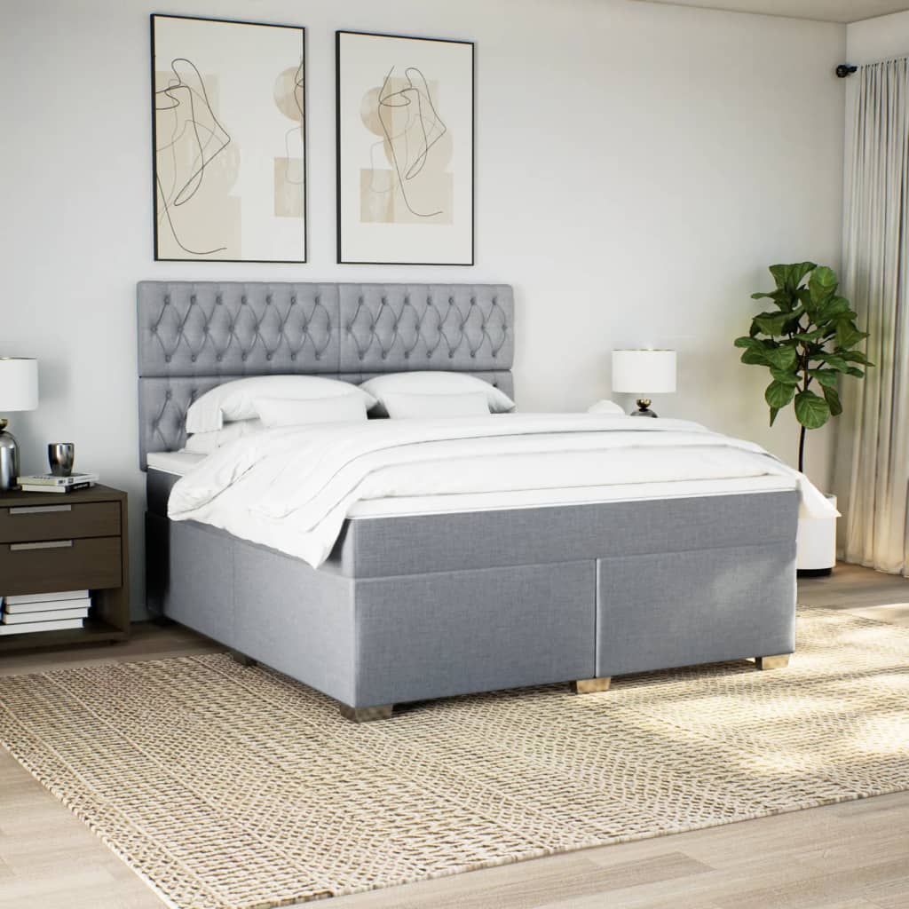 Giroletto a Molle con Materasso Grigio Chiaro180x200 cm Tessuto