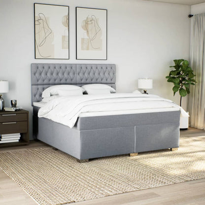 Giroletto a Molle con Materasso Grigio Chiaro180x200 cm Tessuto