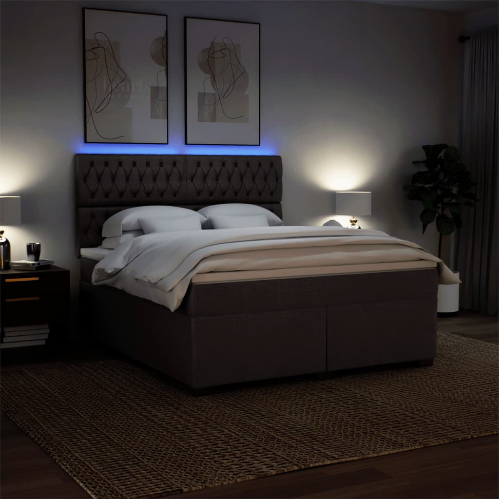 Giroletto a Molle con Materasso Marrone Scuro 180x200cm Tessuto
