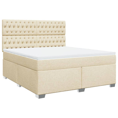 Giroletto a Molle con Materasso Crema 180x200 cm in Tessuto