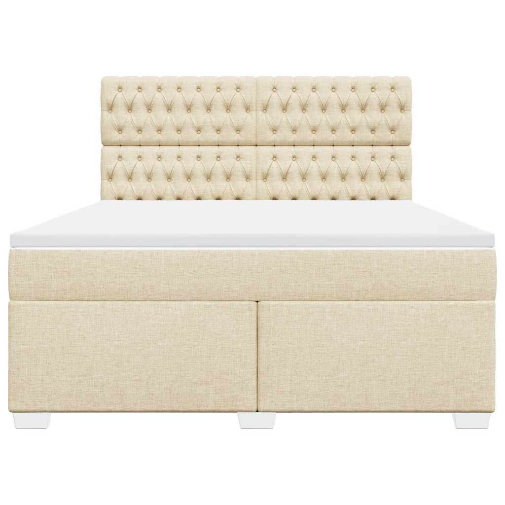 Giroletto a Molle con Materasso Crema 180x200 cm in Tessuto