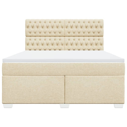 Giroletto a Molle con Materasso Crema 180x200 cm in Tessuto