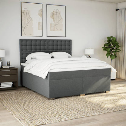 Giroletto a Molle con Materasso Grigio Scuro 180x200 cm Tessuto