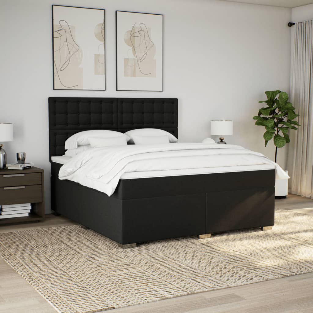 Giroletto a Molle con Materasso Nero 180x200 cm in Tessuto