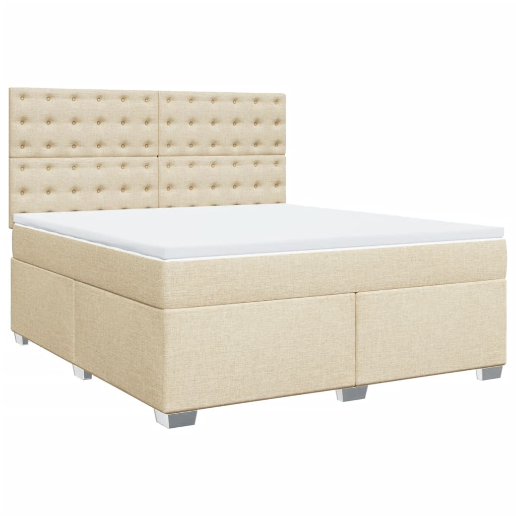 Giroletto a Molle con Materasso Crema 180x200 cm in Tessuto