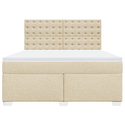 Giroletto a Molle con Materasso Crema 180x200 cm in Tessuto