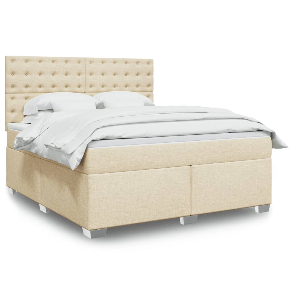 Giroletto a Molle con Materasso Crema 180x200 cm in Tessuto