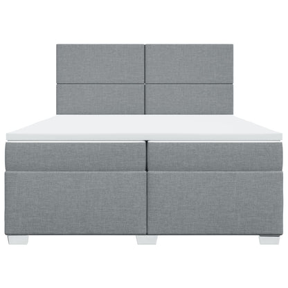 Giroletto a Molle con Materasso Grigio Chiaro 200x200cm Tessuto