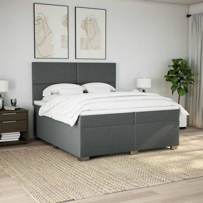 Giroletto a Molle con Materasso Grigio Scuro 200x200 cm Tessuto