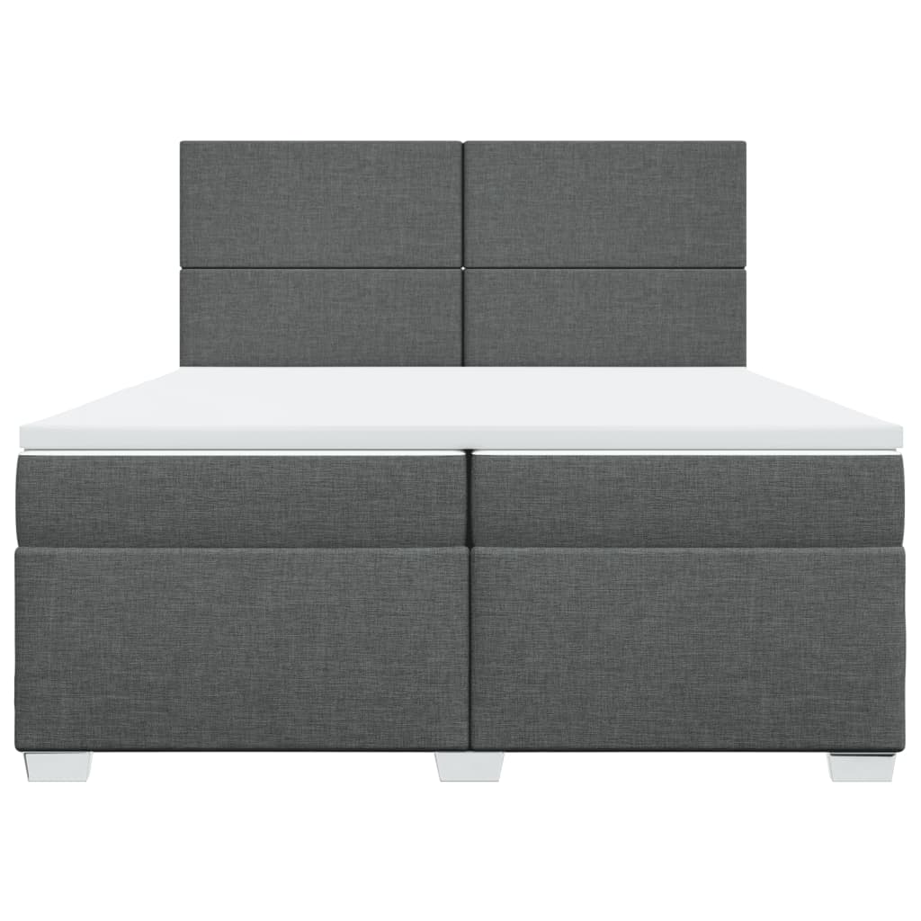 Giroletto a Molle con Materasso Grigio Scuro 200x200 cm Tessuto