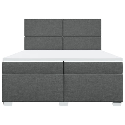Giroletto a Molle con Materasso Grigio Scuro 200x200 cm Tessuto