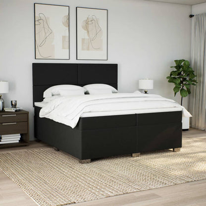 Giroletto a Molle con Materasso Nero 200x200 cm in Tessuto