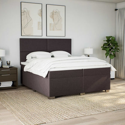 Giroletto a Molle con Materasso Marrone Scuro 200x200cm Tessuto