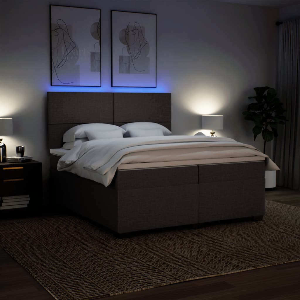 Giroletto a Molle con Materasso Marrone Scuro 200x200cm Tessuto - homemem39