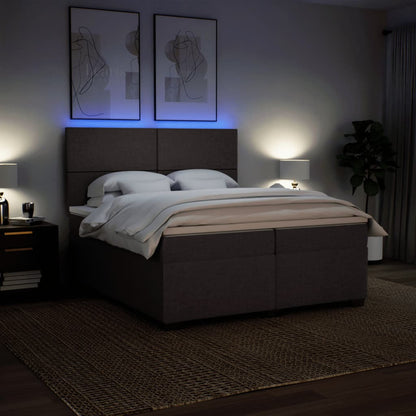 Giroletto a Molle con Materasso Marrone Scuro 200x200cm Tessuto - homemem39