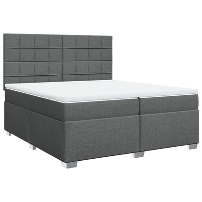 Giroletto a Molle con Materasso Grigio Scuro 200x200 cm Tessuto