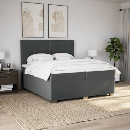 Giroletto a Molle con Materasso Grigio Scuro 200x200 cm Tessuto
