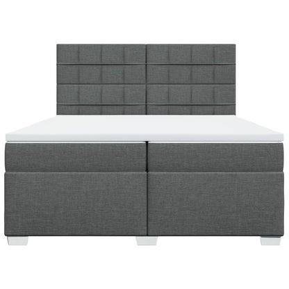 Giroletto a Molle con Materasso Grigio Scuro 200x200 cm Tessuto