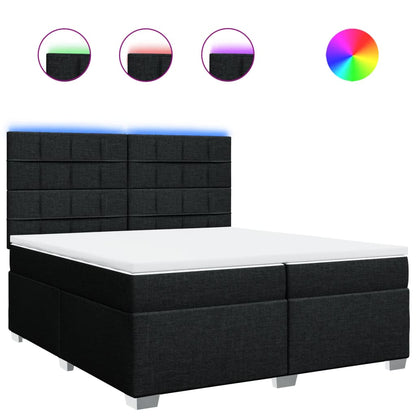 Giroletto a Molle con Materasso Nero 200x200 cm in Tessuto