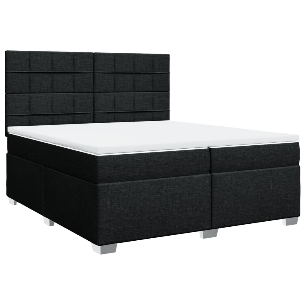Giroletto a Molle con Materasso Nero 200x200 cm in Tessuto