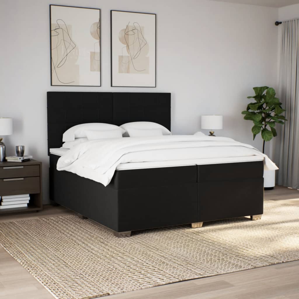 Giroletto a Molle con Materasso Nero 200x200 cm in Tessuto