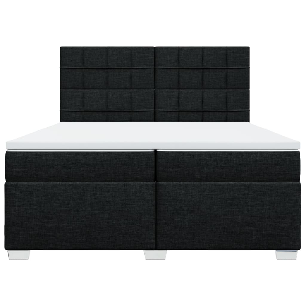 Giroletto a Molle con Materasso Nero 200x200 cm in Tessuto