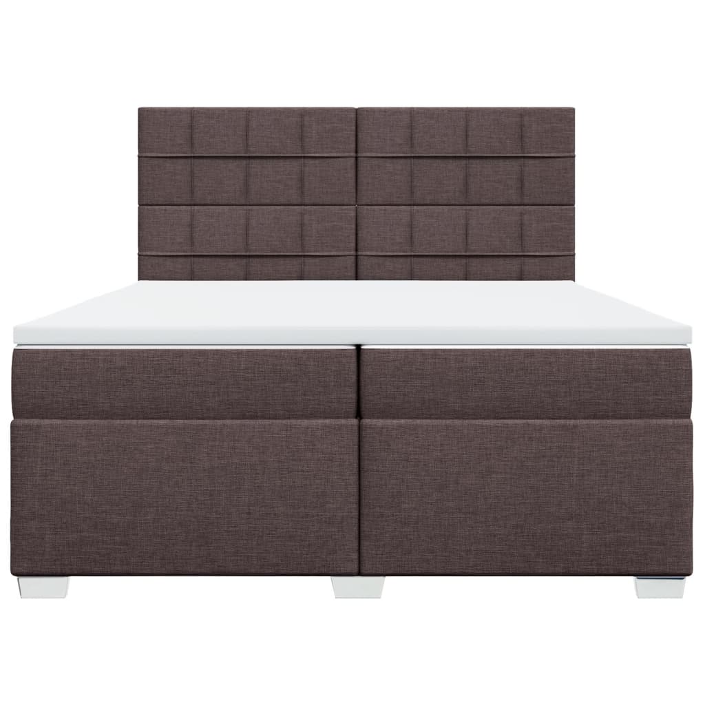 Giroletto a Molle con Materasso Marrone Scuro 200x200cm Tessuto