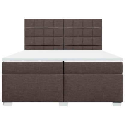 Giroletto a Molle con Materasso Marrone Scuro 200x200cm Tessuto
