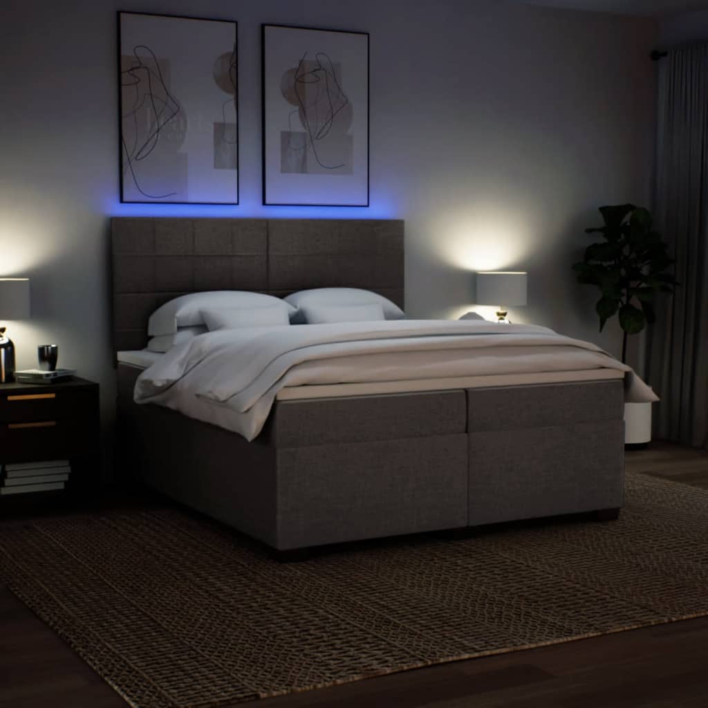 Giroletto a Molle con Materasso Tortora 200x200 cm in Tessuto | homemem39