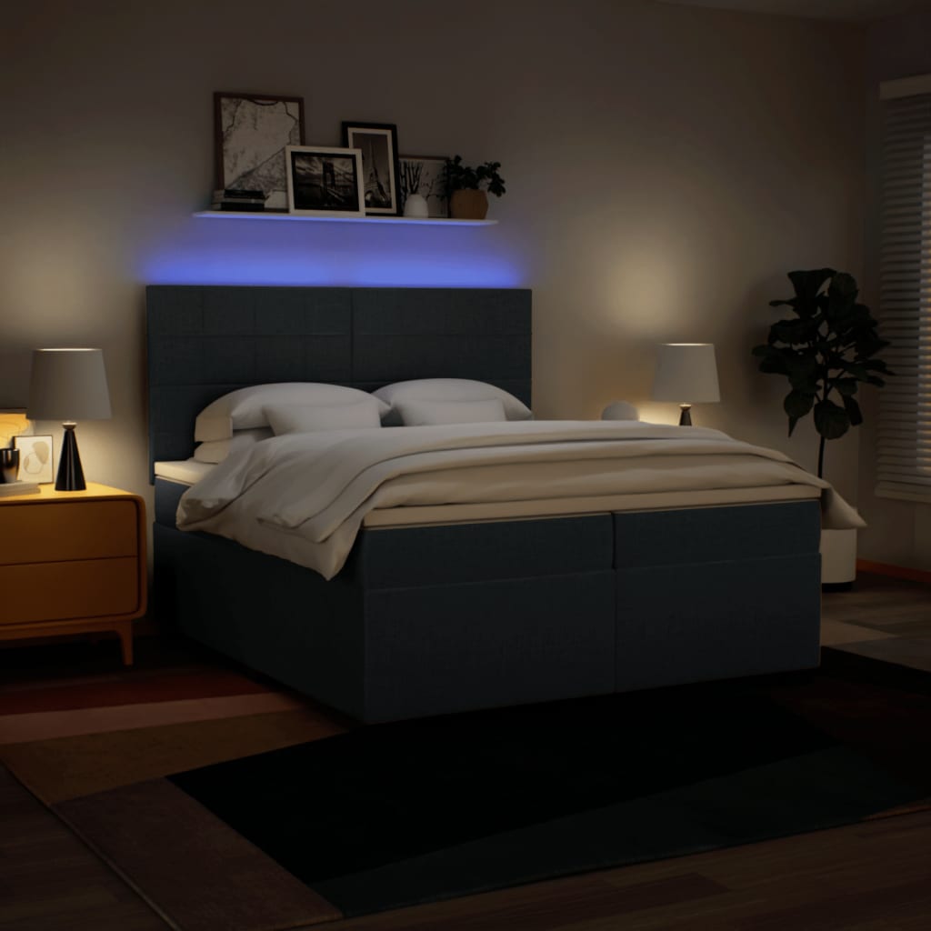 Giroletto a Molle con Materasso Blu 200x200 cm in Tessuto