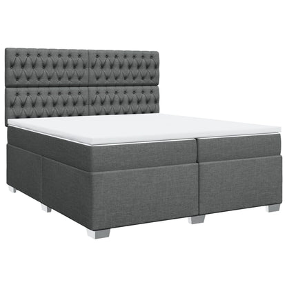 Giroletto a Molle con Materasso Grigio Scuro 200x200 cm Tessuto