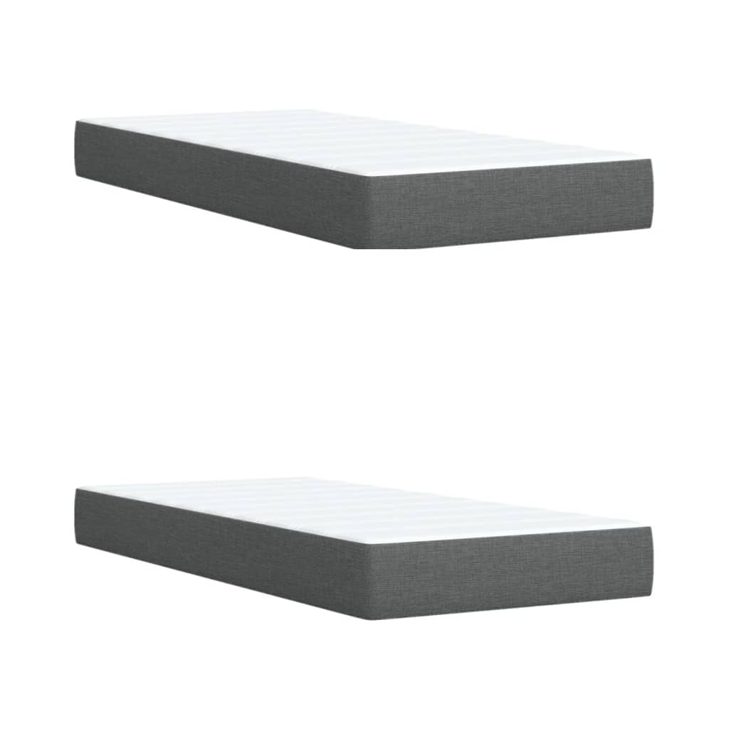 Giroletto a Molle con Materasso Grigio Scuro 200x200 cm Tessuto